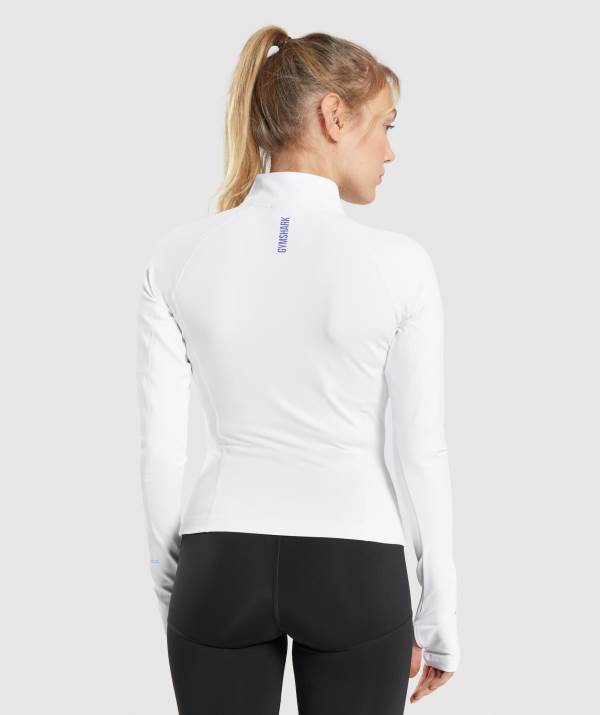 Damske Pulovre Gymshark Pulse 1/4 Zip Biele | FE3179204